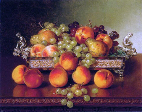  Robert Spear Dunning Still Life with Peaches and a Silver Dish - Hand Painted Oil Painting