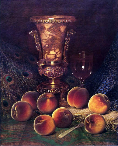  William Mason Brown Still Life with Peaches and Marble Vase - Hand Painted Oil Painting