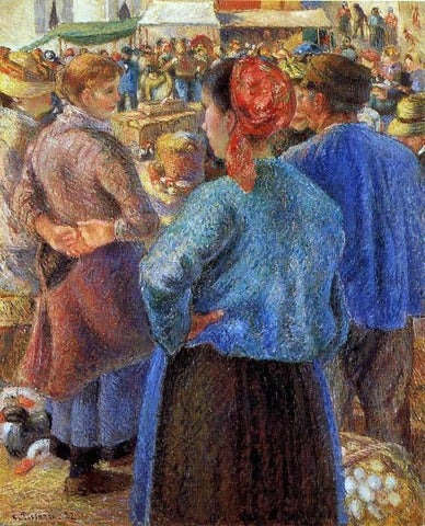  Camille Pissarro The Poultry Market at Pontoise - Hand Painted Oil Painting