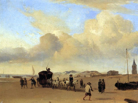  Eugene-Louis Boudin The Beach at Scheveningen (after Adriaen van de Valde) - Hand Painted Oil Painting