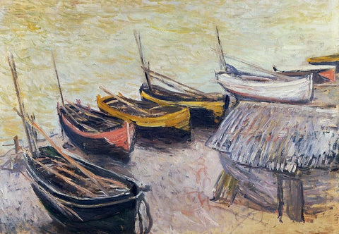  Claude Oscar Monet Boats on the Beach - Hand Painted Oil Painting