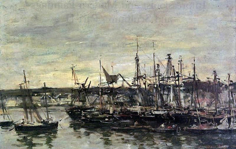  Eugene-Louis Boudin Portrieux, the Port - Hand Painted Oil Painting