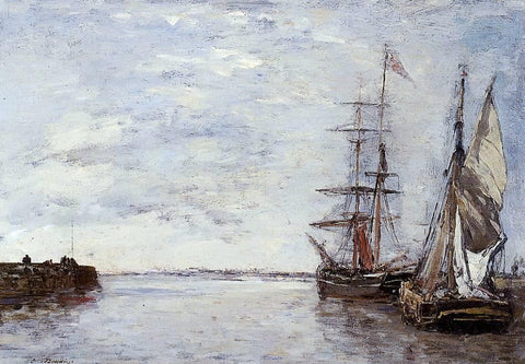  Eugene-Louis Boudin The Port at Deauville - Hand Painted Oil Painting