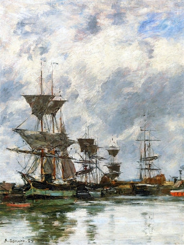  Eugene-Louis Boudin Trouville, the Port - Hand Painted Oil Painting