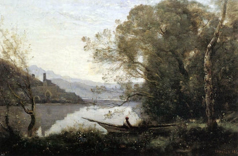  Jean-Baptiste-Camille Corot Souvenir of Italy (also known as The Moored Boat) - Hand Painted Oil Painting