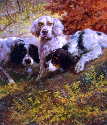 Three Setters on the Scent by Edmond H Osthaus - Hand Painted Oil Painting