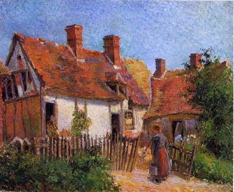 Old Houses at Eragny by Camille Pissarro - Hand Painted Oil Painting