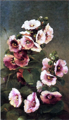 Pink Hollyhocks by Charles Ethan Porter - Hand Painted Oil Painting
