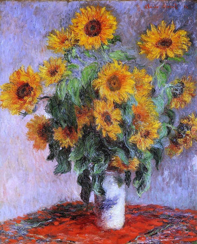 A Bouquet of Sunflowers by Claude Monet - Hand Painted Oil Painting