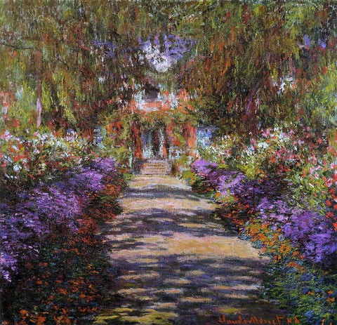 A Pathway in Monet's Garden at Giverny by Claude Oscar Monet - Hand Painted Oil Painting