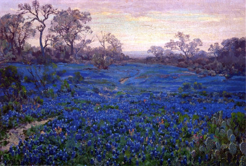 Bluebonnets at Twilight, near San Antonio by Julian Onderdonk - Hand Painted Oil Painting