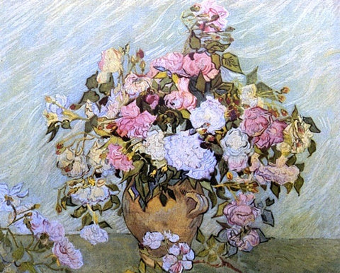 Still Life: Vase with Roses by Vincent Van Gogh - Hand Painted Oil Painting