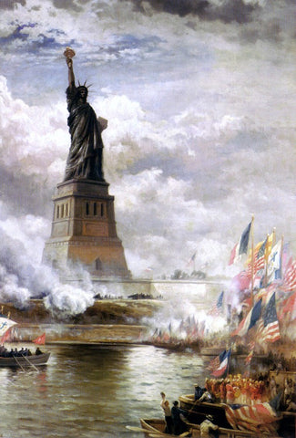 Unveiling the Statue of Liberty by Edward Moran - Hand Painted Oil Painting