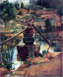 The Fountain in Our Garden at Nikko by John La Farge - Hand Painted Oil Painting