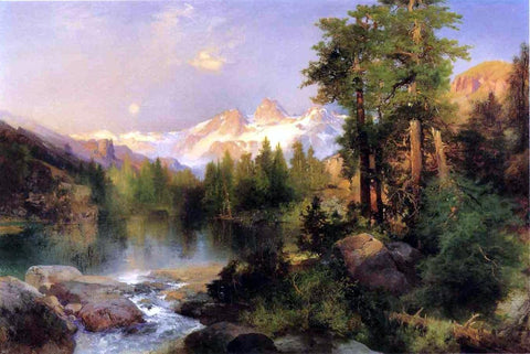 The Three Tetons by Thomas Moran - Hand Painted Oil Painting