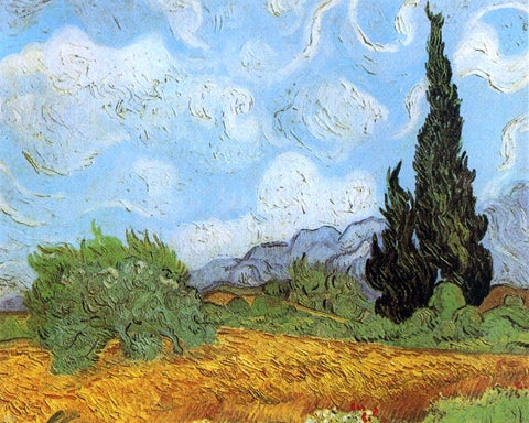 Wheat Field with Cypresses at the Haude Galline near Eygalieres - Hand Painted Oil Painting