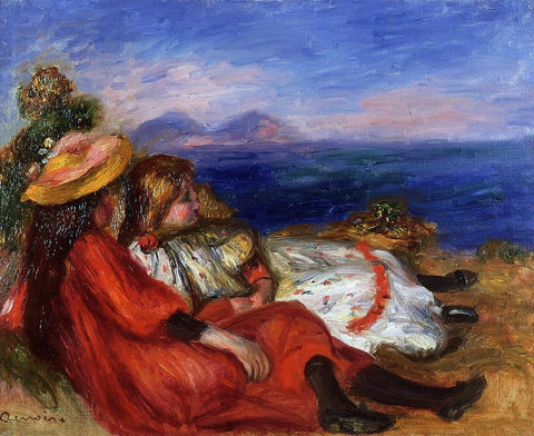 Two Little Girls on the Beach by Pierre Auguste Renoir - Hand Painted Oil Painting