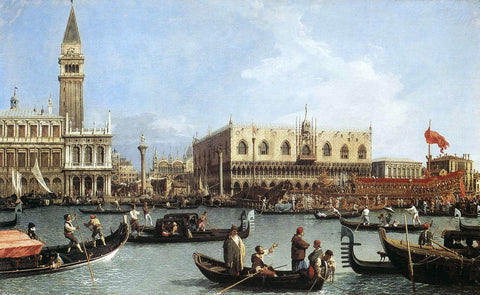 A Return of the Bucentaurn to the Molo on Ascension Day by Canaletto - Hand Painted Oil Painting