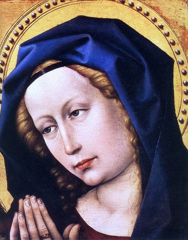 Blessing Christ and Praying Virgin (detail) by Robert Campin - Hand Painted Oil Painting