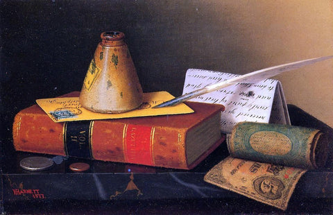 Still Life: Writing Table by William Michael Harnett - Hand Painted Oil Painting