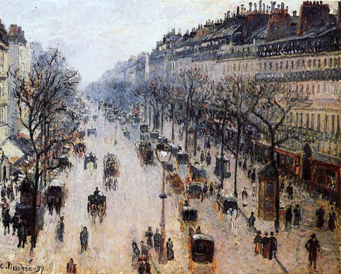Boulevard Montmartre: Winter Morning by Camille Pissarro - Hand Painted Oil Painting