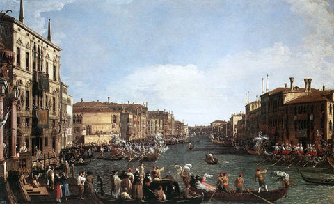 A Regatta on the Grand Canal by Canaletto - Hand Painted Oil Painting
