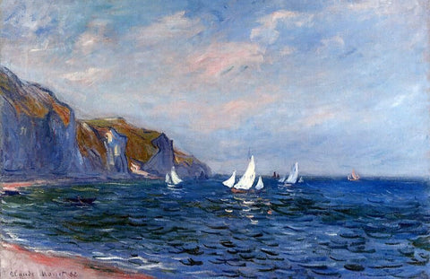 Cliffs and Sailboats at Pourville by Claude Oscar Monet - Hand Painted Oil Painting