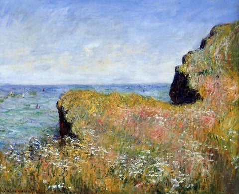 Edge of the Cliff, at Pourville by Claude Oscar Monet - Hand Painted Oil Painting