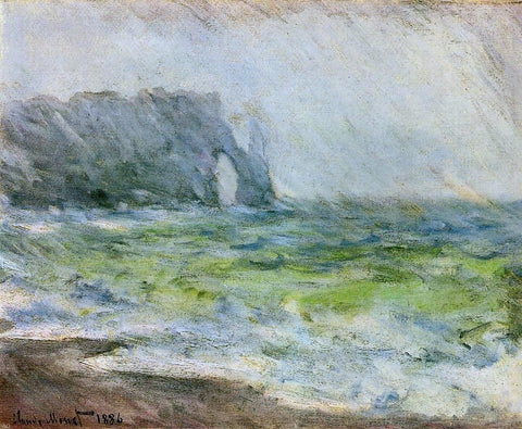 Etretat in the Rain by Claude Oscar Monet - Hand Painted Oil Painting