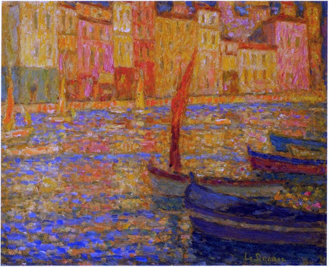 Port at Villefranche by Henri Le Sidaner - Hand Painted Oil Painting