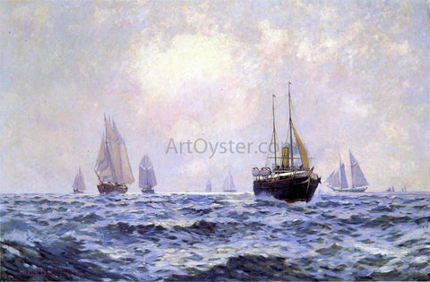  Carlton T Chapman A Breezy Morning off Newport - Hand Painted Oil Painting
