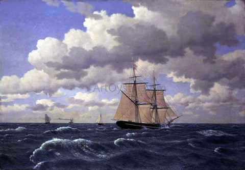  Christoffer Wilhelm Eckersberg A Brig under Sail in Fair Weather - Hand Painted Oil Painting