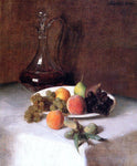  Henri Fantin-Latour A Carafe of Wine and Plate of Fruit on a White Tablecloth - Hand Painted Oil Painting