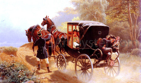  Arthur Johann Severin Nikutowski A Carriage Taking a Difficult Hill - Hand Painted Oil Painting