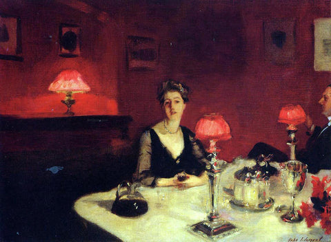  John Singer Sargent Dinner Table at Night (also known as Mr. and Mrs. Albert Vickers) - Hand Painted Oil Painting