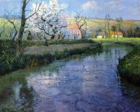  Fritz Thaulow A French River Landscape - Hand Painted Oil Painting