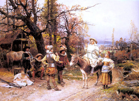  Cesare-Auguste Detti A Halt Along the Way - Hand Painted Oil Painting