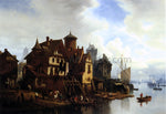  Hermann Meyerheim Harbor Town - Hand Painted Oil Painting