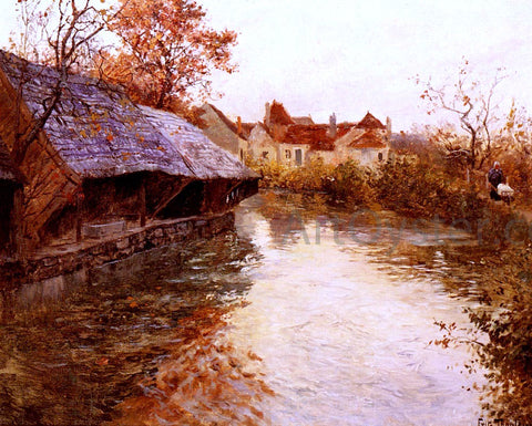  Fritz Thaulow A Morning River Scene - Hand Painted Oil Painting