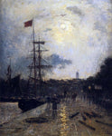  Stanislas Lepine A Quay at Caen - Hand Painted Oil Painting