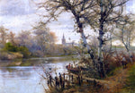  Manuel Garcia Y Rodriguez A River Landscape with Seville Beyond - Hand Painted Oil Painting