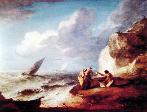  Thomas Gainsborough A Rocky Coastal Scene - Hand Painted Oil Painting