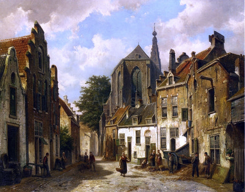 Willem Koekkoek A Street Scene in Holland - Hand Painted Oil Painting
