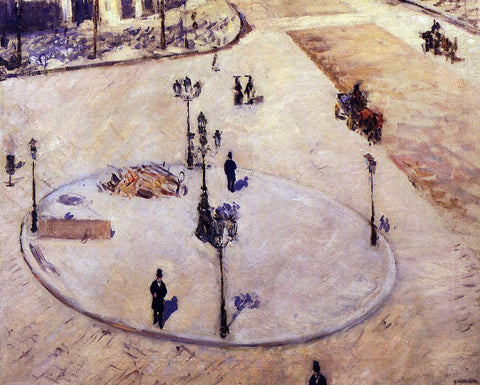  Gustave Caillebotte A Traffic Island, Boulevard Haussmann - Hand Painted Oil Painting