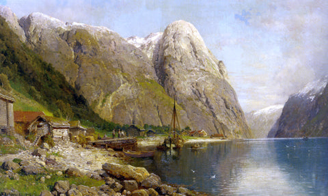  Anders Monsen Askevold A Village by a Fjord - Hand Painted Oil Painting