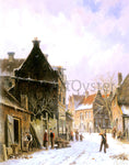  Adrianus Eversen Village Street Scene in Winter - Hand Painted Oil Painting