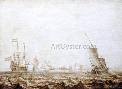  Heerman Witmont Wijdschip Lowering Sail in a Choppy Sea - Hand Painted Oil Painting