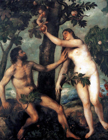  Titian Adam and Eve - Hand Painted Oil Painting