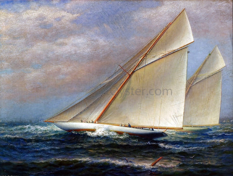  James Gale Tyler America's Cup Racing, RESOLUTE and SHAMROCK IV - Hand Painted Oil Painting