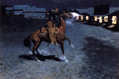  Frederic Remington An Arguement with the Town Marshall - Hand Painted Oil Painting
